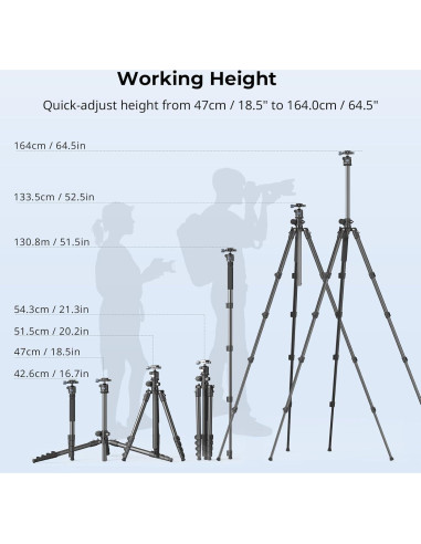 Trípode Horizontal SmallRig CT25 164cm para Cámara y Smartphone