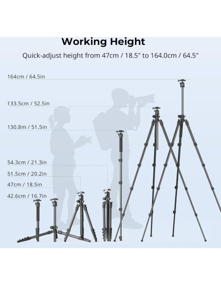 Trípode Horizontal SmallRig CT25 164cm para Cámara y Smartphone