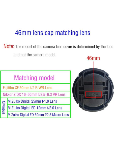 Funda de tapa de lente 46mm Snap-on para Nikon y Panasonic - Paquete de 2