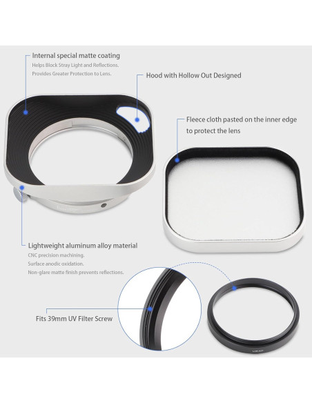 Gorro de lente cuadrado Haoge para Fujifilm XF27mmF2.8 R WR