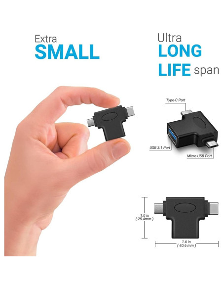 Convertidor OTG 2 en 1 USB 3.0 a Micro USB y Tipo C URWOOW Convertidor OTG 2 en 1 USB 3.0 a Micro USB y Tipo C URWOOW