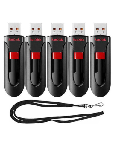 Paquete 5 Unidades Flash USB 2.0 SanDisk 64GB Cruzer Glide