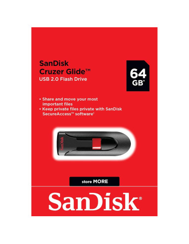 Paquete 5 Unidades Flash USB 2.0 SanDisk 64GB Cruzer Glide