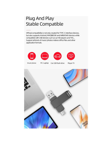 Unidad USB OTG 4 en 1 SD Space Dazzle 128GB Plata