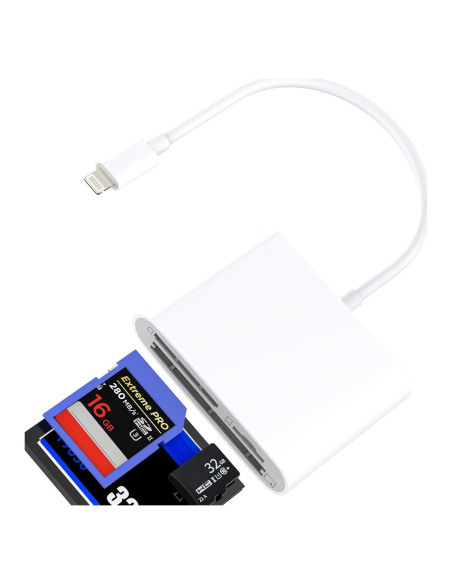 Lector de Tarjetas Lightning 3 en 1 Zoyuzan CF SD Micro SD