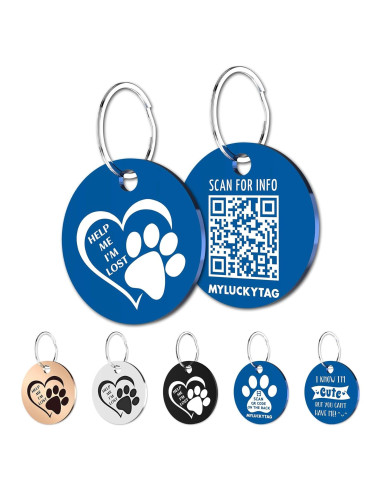 Etiqueta Identificación Personalizada Perro MYLUCKYTAG Acero Inoxidable QR