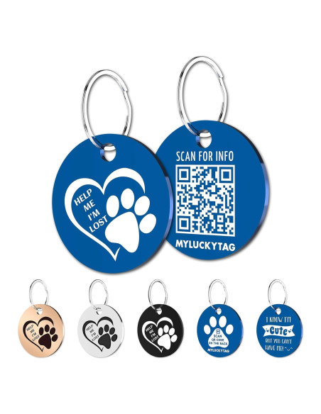 Etiqueta Identificación Personalizada Perro MYLUCKYTAG Acero Inoxidable QR