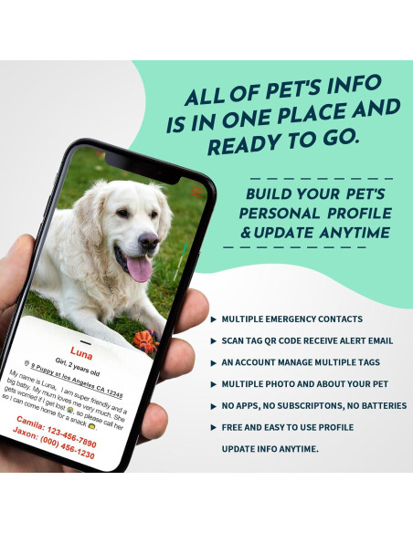 Etiqueta Identificación Personalizada Perro MYLUCKYTAG Acero Inoxidable QR