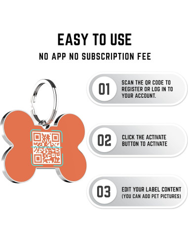 Etiqueta de identificación para mascotas KEKID con código QR