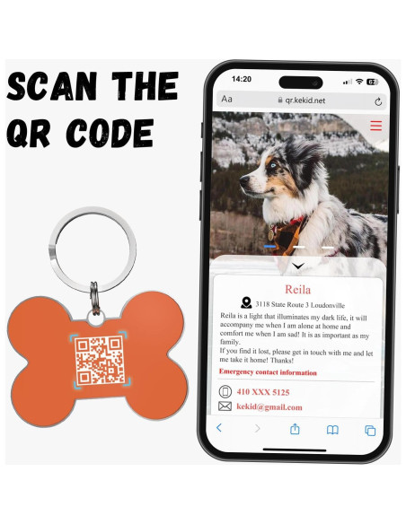 Etiqueta de identificación para mascotas KEKID con código QR