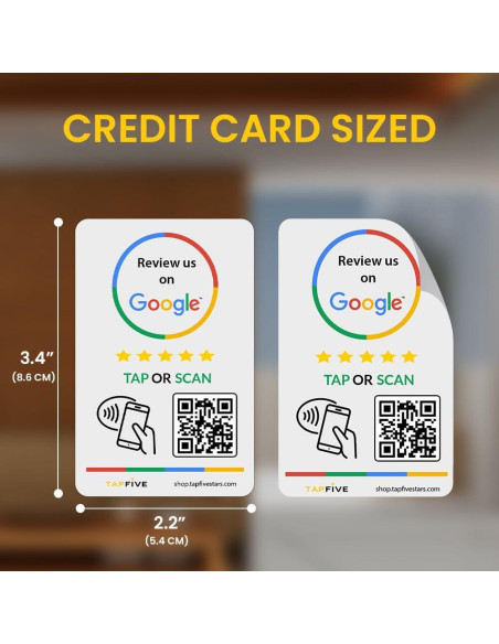 Calcomanías de Reseña Google TapFive 3-Pack - NFC y QR Calcomanías de Reseña Google TapFive 3-Pack - NFC y QR