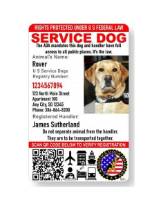 Tarjeta de Identificación Personalizada Just 4 Paws para Perros de Servicio 2