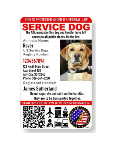 Tarjeta de Identificación Personalizada Just 4 Paws para Perros de Servicio