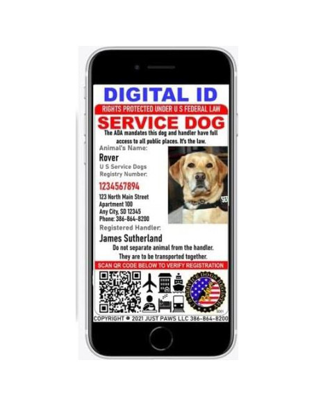 Tarjeta de Identificación Personalizada Just 4 Paws para Perros de Servicio