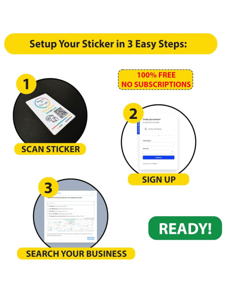 Calcomanías de Reseña Google TapFive 3-Pack - NFC y QR Calcomanías de Reseña Google TapFive 3-Pack - NFC y QR