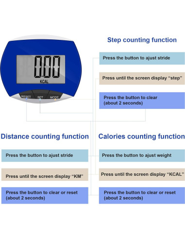 Contador de Pasos Weewooday XP6337 - 24 Piezas, Pantalla LCD