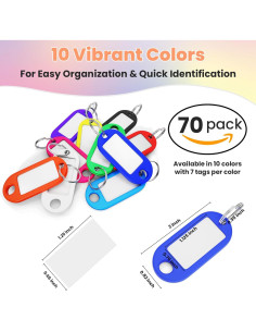 70 Etiquetas de Anillo de Llave Eowllo Multicolor 130g 2