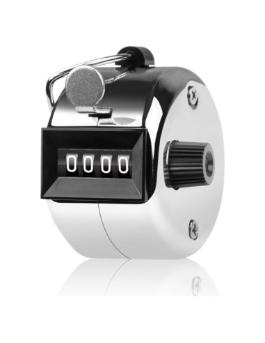 Contador de Tally Mini Kukyller 4 Dígitos Metal Plateado