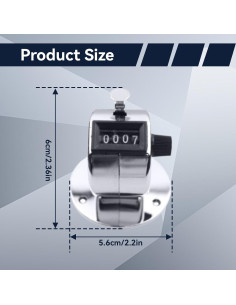 Contador de Tally Mini Kukyller 4 Dígitos Metal Plateado 2