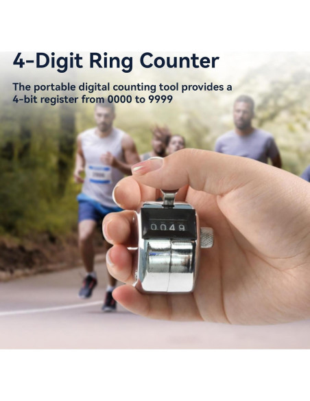 Contador de Tally Mini Kukyller 4 Dígitos Metal Plateado