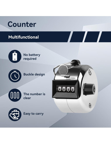 Contador de Tally Mini Kukyller 4 Dígitos Metal Plateado