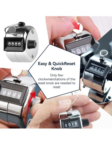 Contador de Tally Mini Kukyller 4 Dígitos Metal Plateado