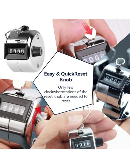 Contador de Tally Mini Kukyller 4 Dígitos Metal Plateado