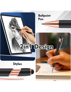 Bolígrafo Stylus 2 en 1 FIRCRE Oro Rosa y Negro 1.0 mm 2
