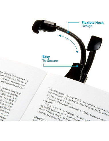 Luz de Lectura Clip On LED Doble Cabeza WITHit Negra