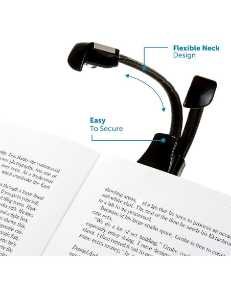 Luz de Lectura Clip On LED Doble Cabeza WITHit Negra