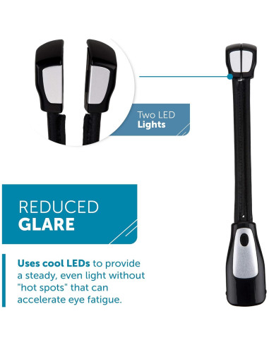 Luz de Lectura Clip On LED Doble Cabeza WITHit Negra