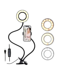 Luz de lectura LED con soporte para teléfono celular 360