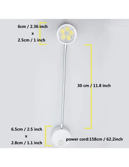 Luz de Lectura Montada en la Pared Lysed 5W Blanco Cálido Luz de Lectura Montada en la Pared Lysed 5W Blanco Cálido