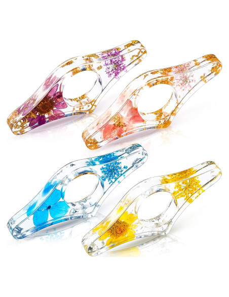 4 Soportes de Página de Libro de Resina Pajean con Flores Secas