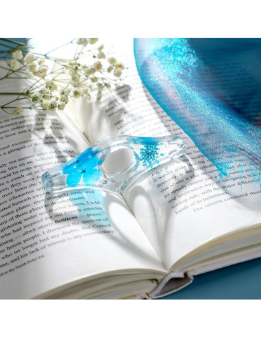 4 Soportes de Página de Libro de Resina Pajean con Flores Secas