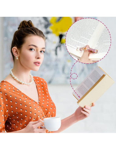 4 Soportes de Página de Libro de Resina Pajean con Flores Secas