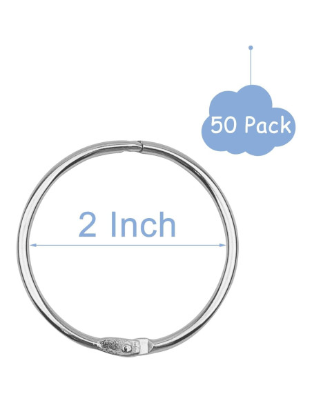 Anillos de Encuadernación Sueltos KTOJOY 50 Piezas 50 mm Plateado