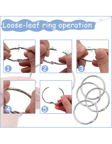 Anillos de Encuadernación Sueltos KTOJOY 50 Piezas 50 mm Plateado