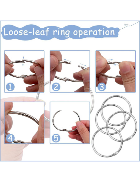 Anillos de Encuadernación Sueltos KTOJOY 50 Piezas 50 mm Plateado