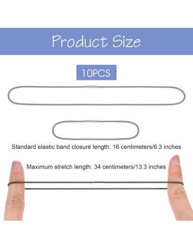 10 Bandas Elásticas para Cuadernos Thinp 16cm a 34cm Colores