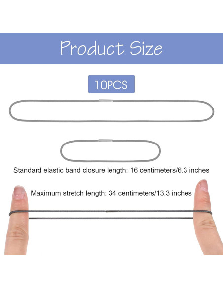 10 Bandas Elásticas para Cuadernos Thinp 16cm a 34cm Colores