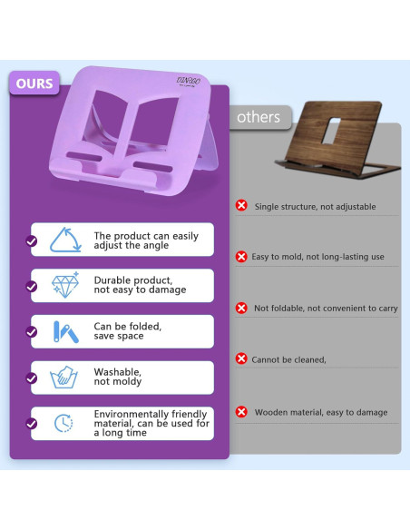 Soporte de Libro Ajustable Dinrgo Púrpura 30x21 cm