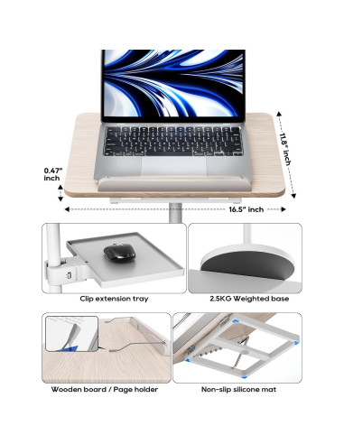 Soporte de Libro Ajustable Haweah 2 en 1 Blanco 30x42 cm