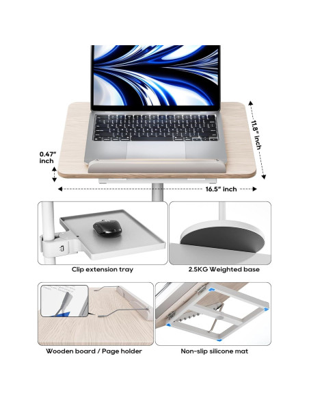 Soporte de Libro Ajustable Haweah 2 en 1 Blanco 30x42 cm