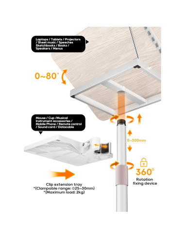 Soporte de Libro Ajustable Haweah 2 en 1 Blanco 30x42 cm