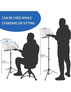 Soporte de Partituras Plegable EastRock 2 en 1 Ajustable Metal 2