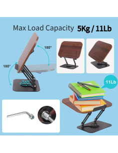 Soporte para Libros LiveGo EBR52 Ajustable 360 Negro 2