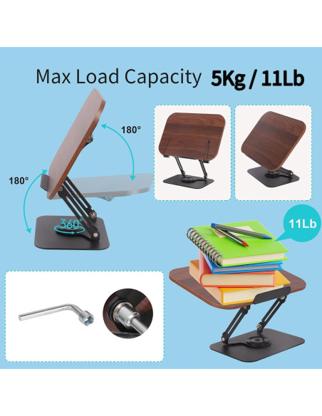 Soporte para Libros LiveGo EBR52 Ajustable 360 Negro