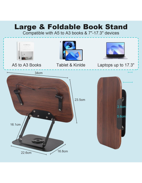 Soporte para Libros LiveGo EBR52 Ajustable 360 Negro