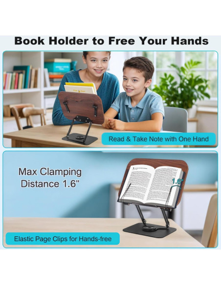 Soporte para Libros LiveGo EBR52 Ajustable 360 Negro